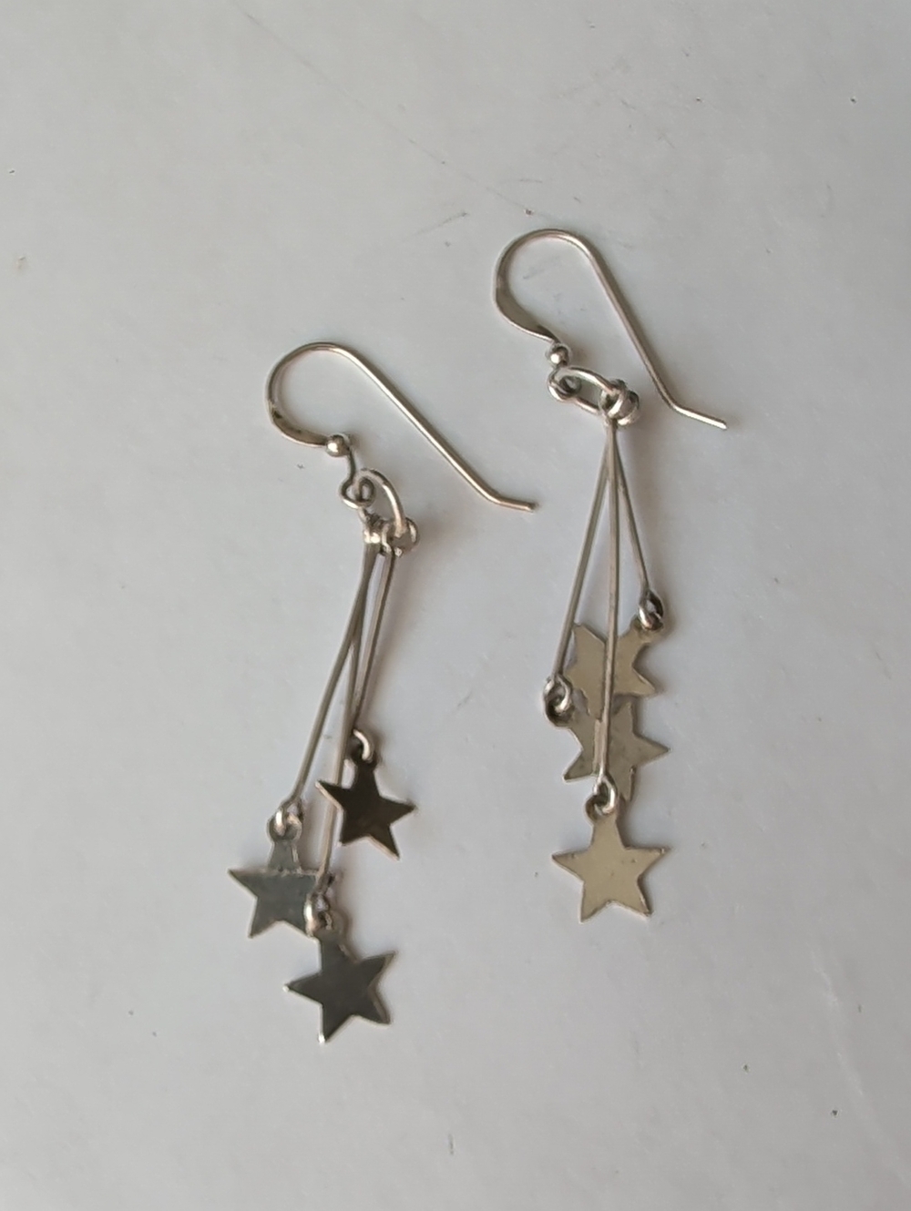 Sterling Silver Star Dangle Earrings - Silver